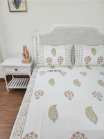 Load image into Gallery viewer, Gulmohar - Block Printed Bedsheet Set (Cream Base)