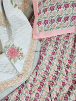 Load image into Gallery viewer, Roseate - Set of Quilt & Bedsheet