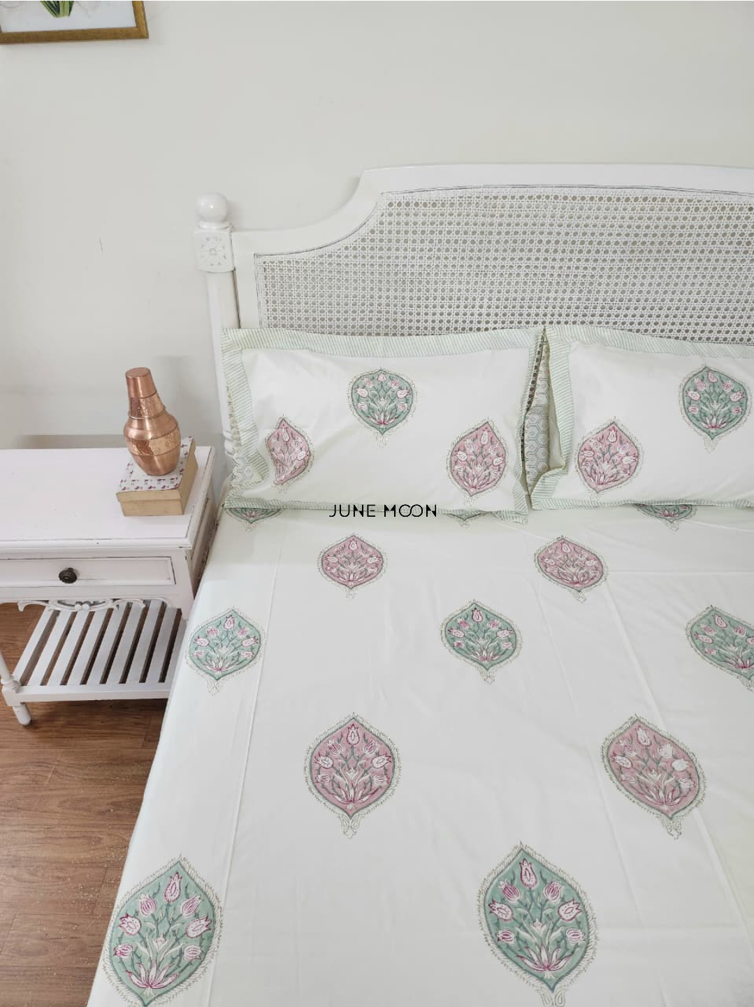 Sweet Grace - Block Printed Bedsheet Set (Cream Base)