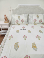 Load image into Gallery viewer, Gulmohar - Block Printed Bedsheet Set (Cream Base)
