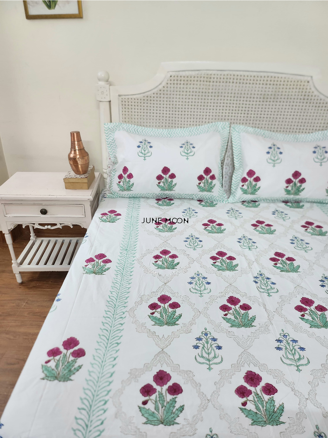 Roseate - Block Printed Bedsheet Set