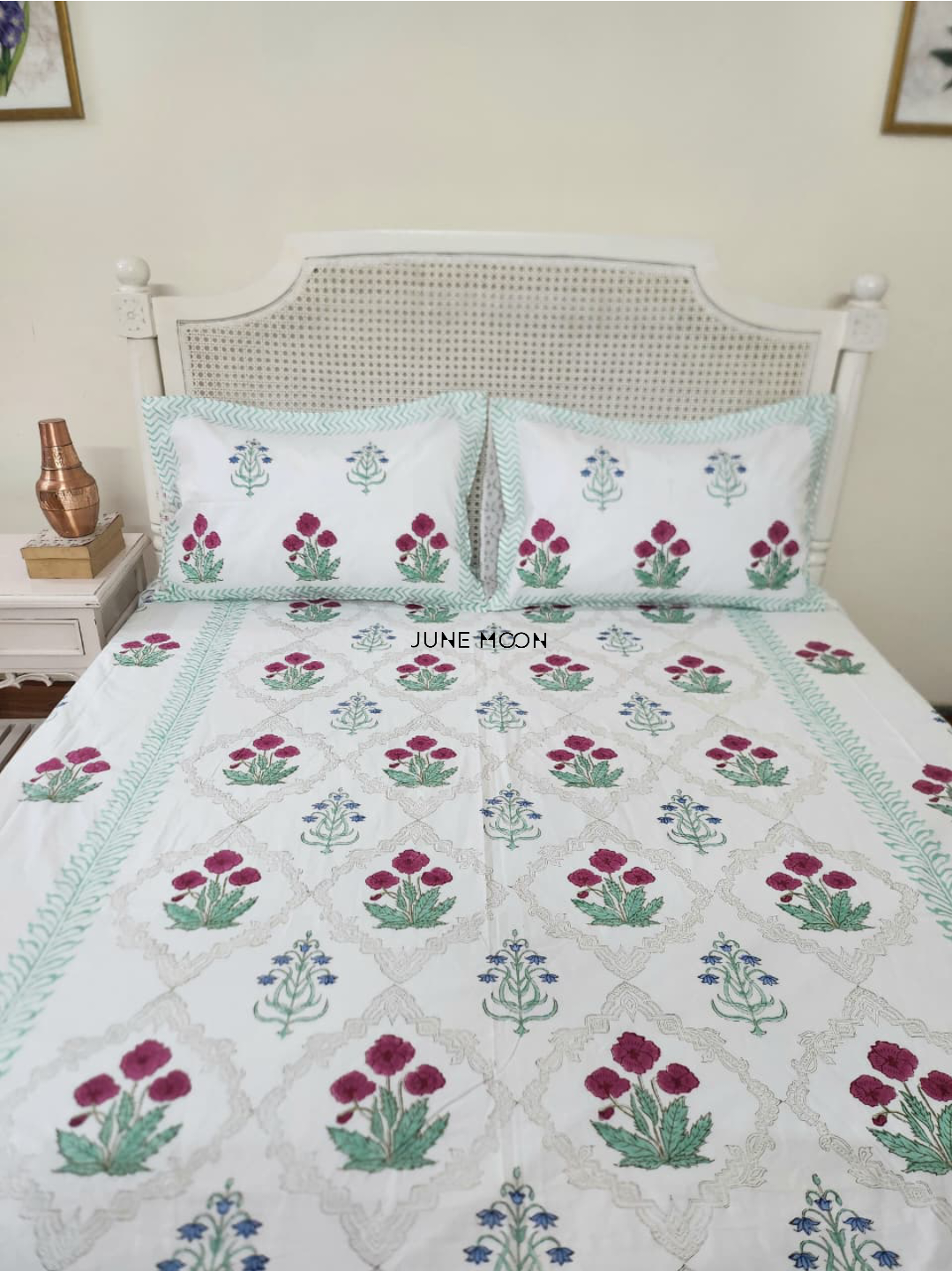 Roseate - Block Printed Bedsheet Set