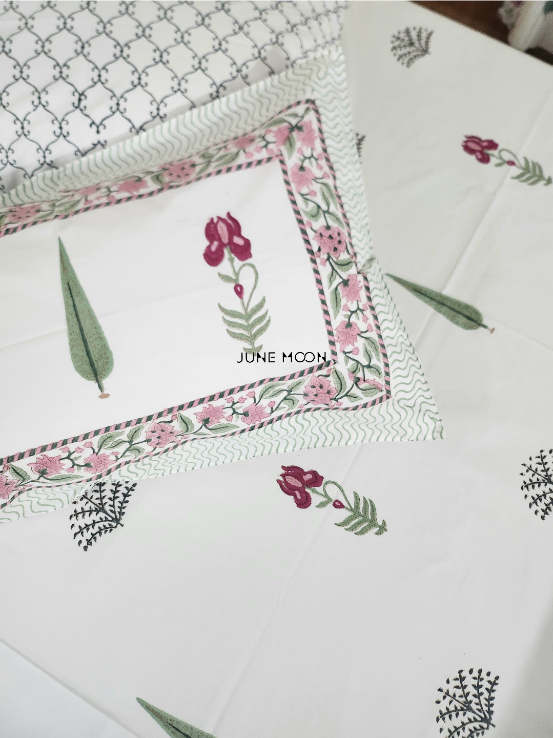 Hued Petals - Block Printed Bedsheet Set