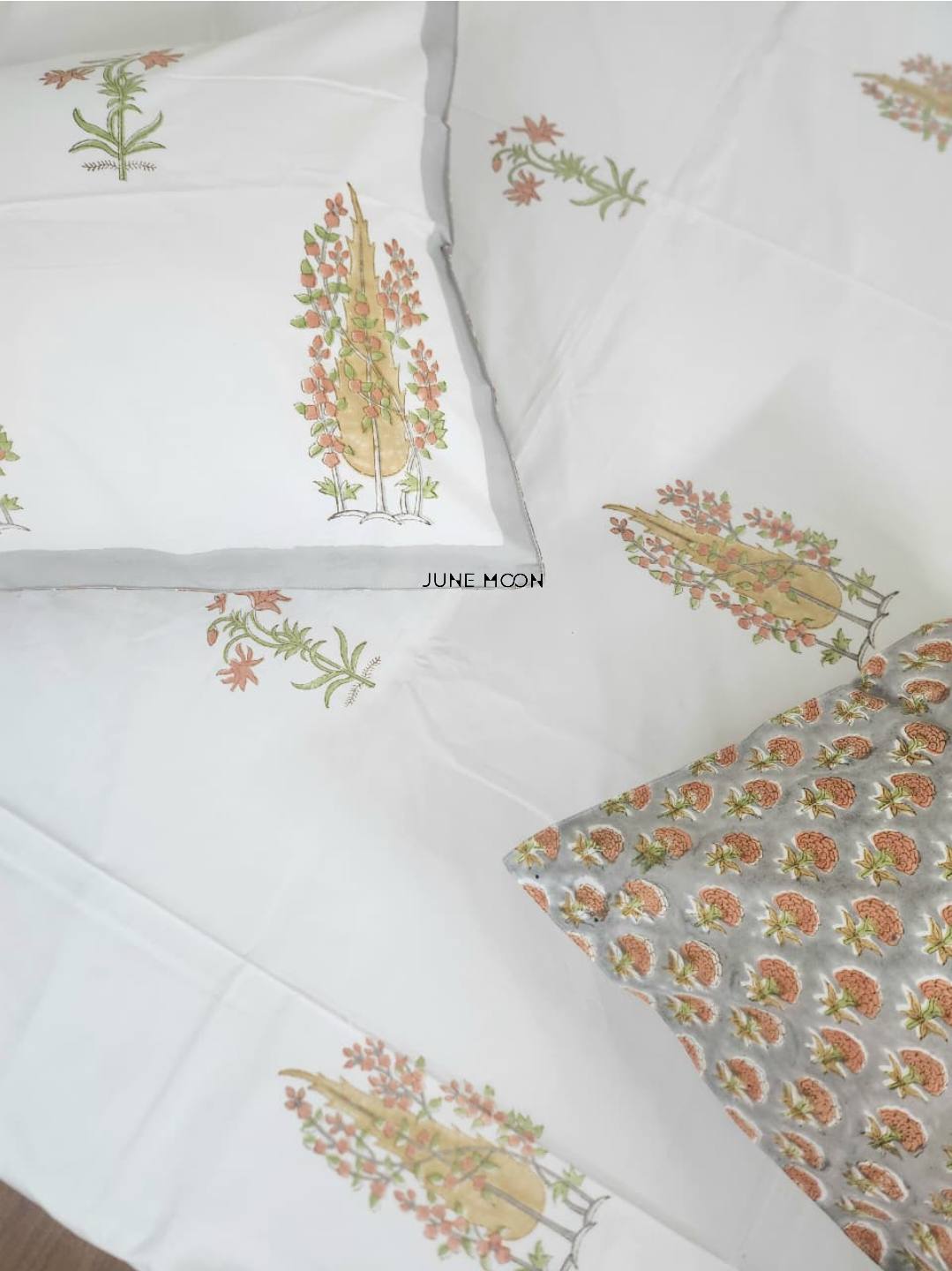 Mandarin Garden - Block Printed Bedsheet Set