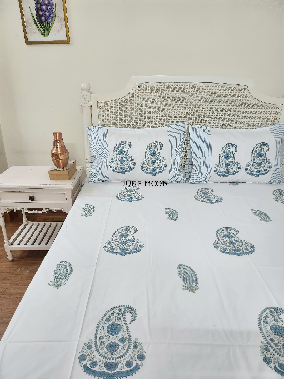 Midnight In Milan - Block Printed Bedsheet Set