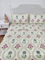 Load image into Gallery viewer, Sadabahaar - Block Printed Bedsheet Set (Cream Base)