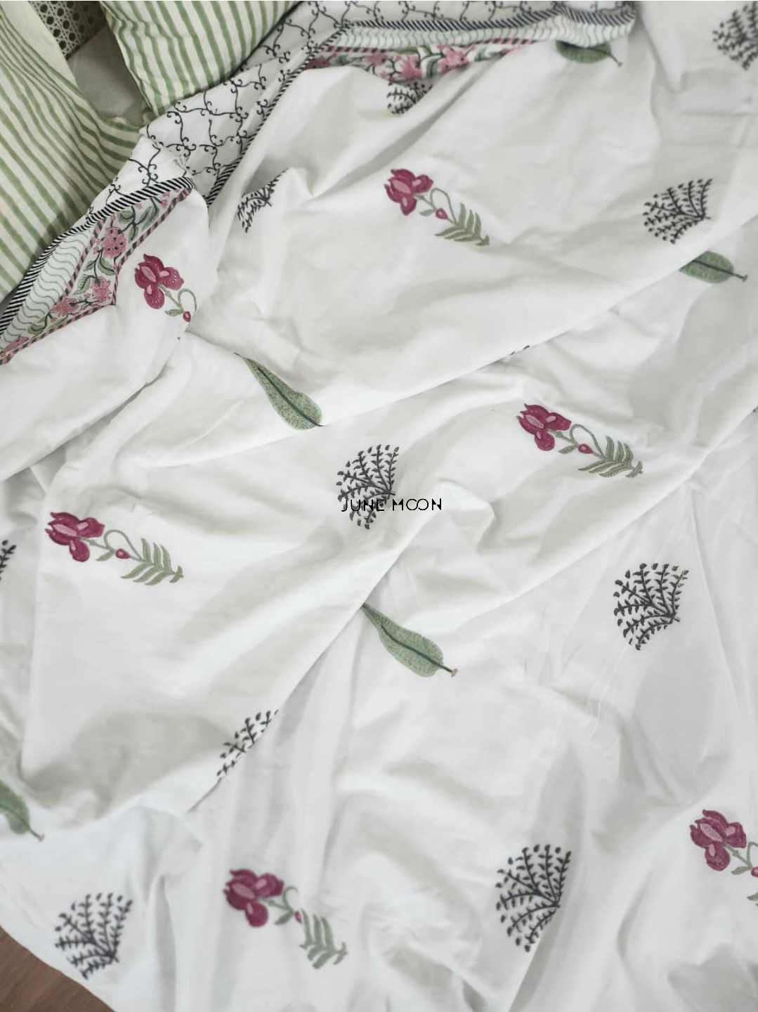 Hued Petals - Block Printed Muslin Dohar