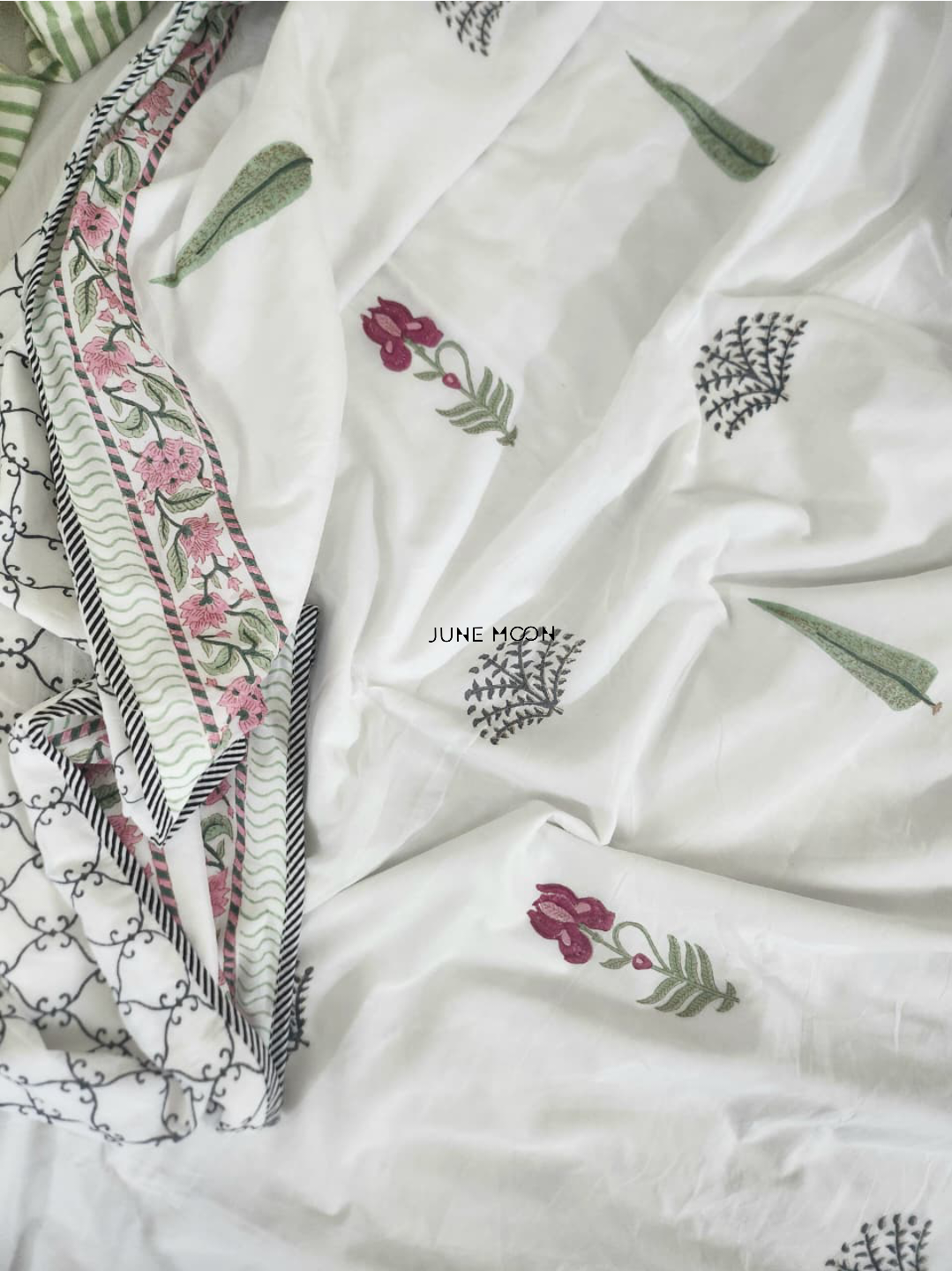 Hued Petals - Block Printed Muslin Dohar