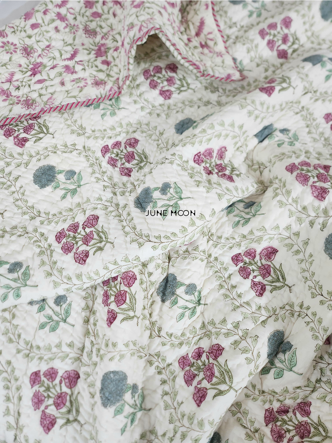 Nandini - Block Printed Muslin Quilt (Cream Base)