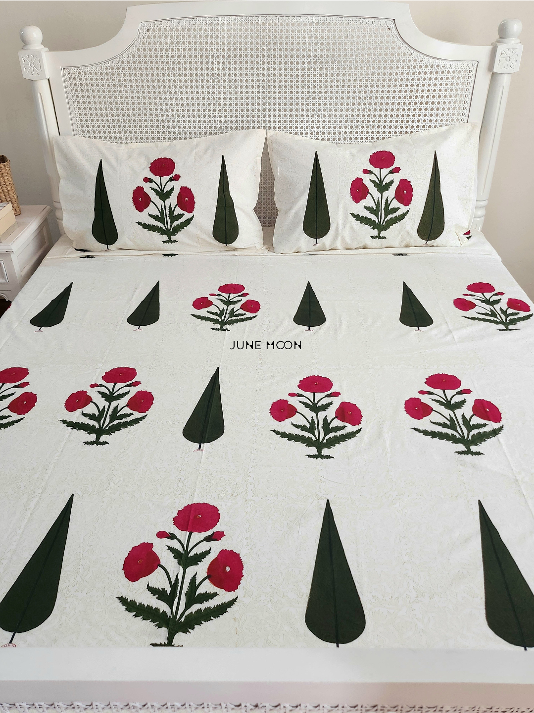 Carmine Sunset - Block Printed Bedsheet Set