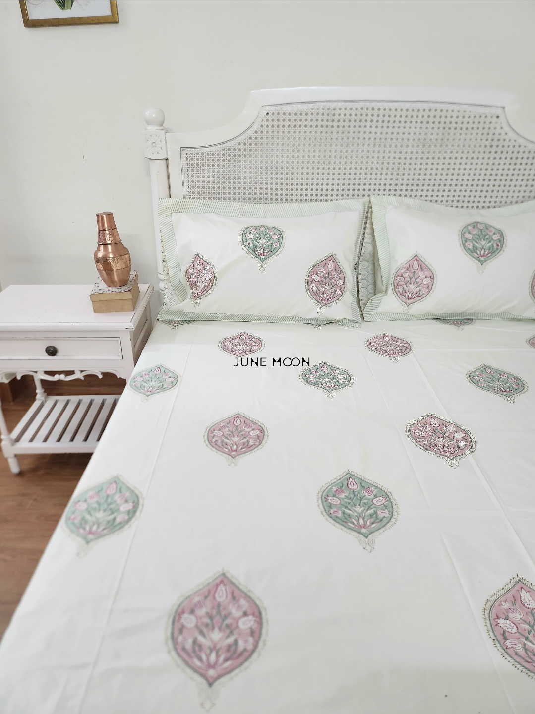 Sweet Grace - Block Printed Bedsheet Set (Cream Base)
