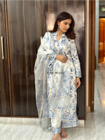 Load image into Gallery viewer, Chaandni - Block Printed Suit Set (Kurta, Pants & Dupatta)