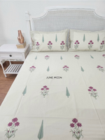 Load image into Gallery viewer, Gulbahaar - Block Printed Bedsheet Set (Cream Base)