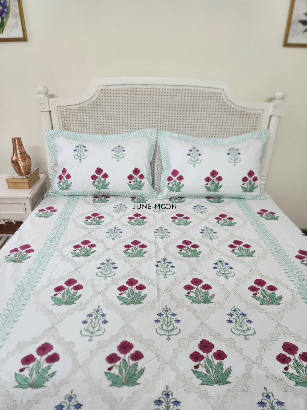 Roseate - Block Printed Bedsheet Set