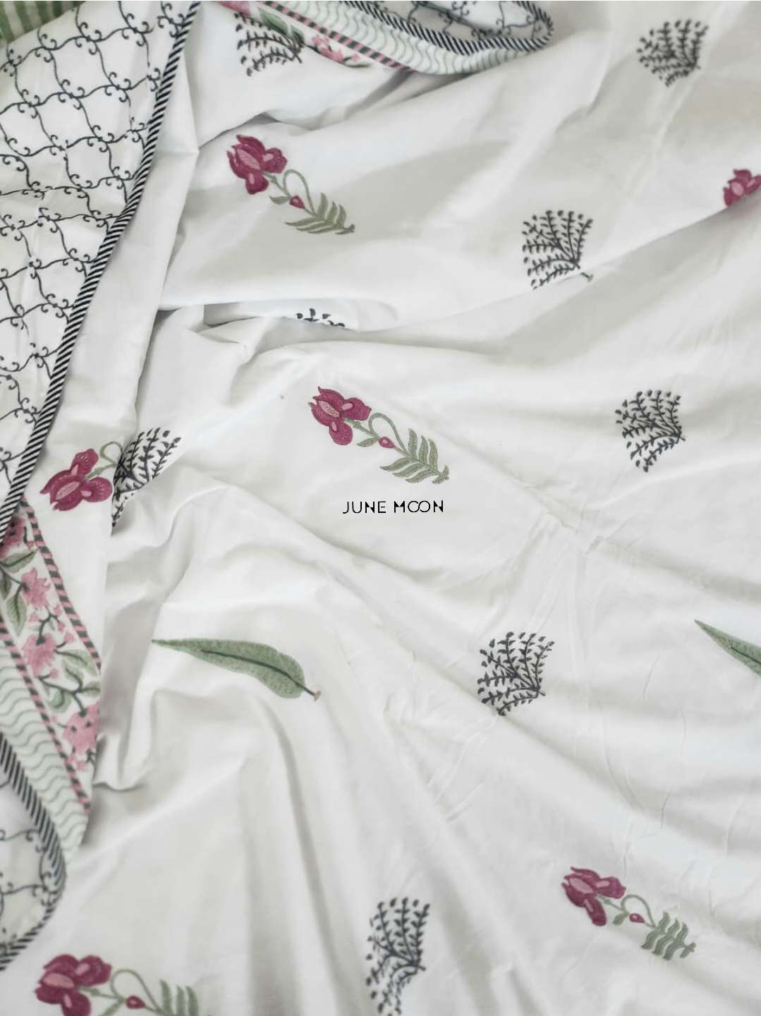 Hued Petals - Block Printed Muslin Dohar