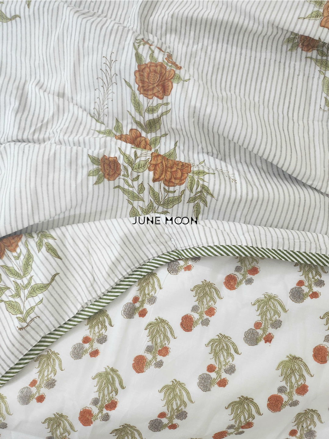 Warm Roses - Block Printed Muslin Dohar