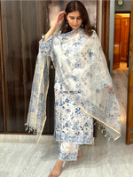 Load image into Gallery viewer, Chaandni - Block Printed Suit Set (Kurta, Pants & Dupatta)