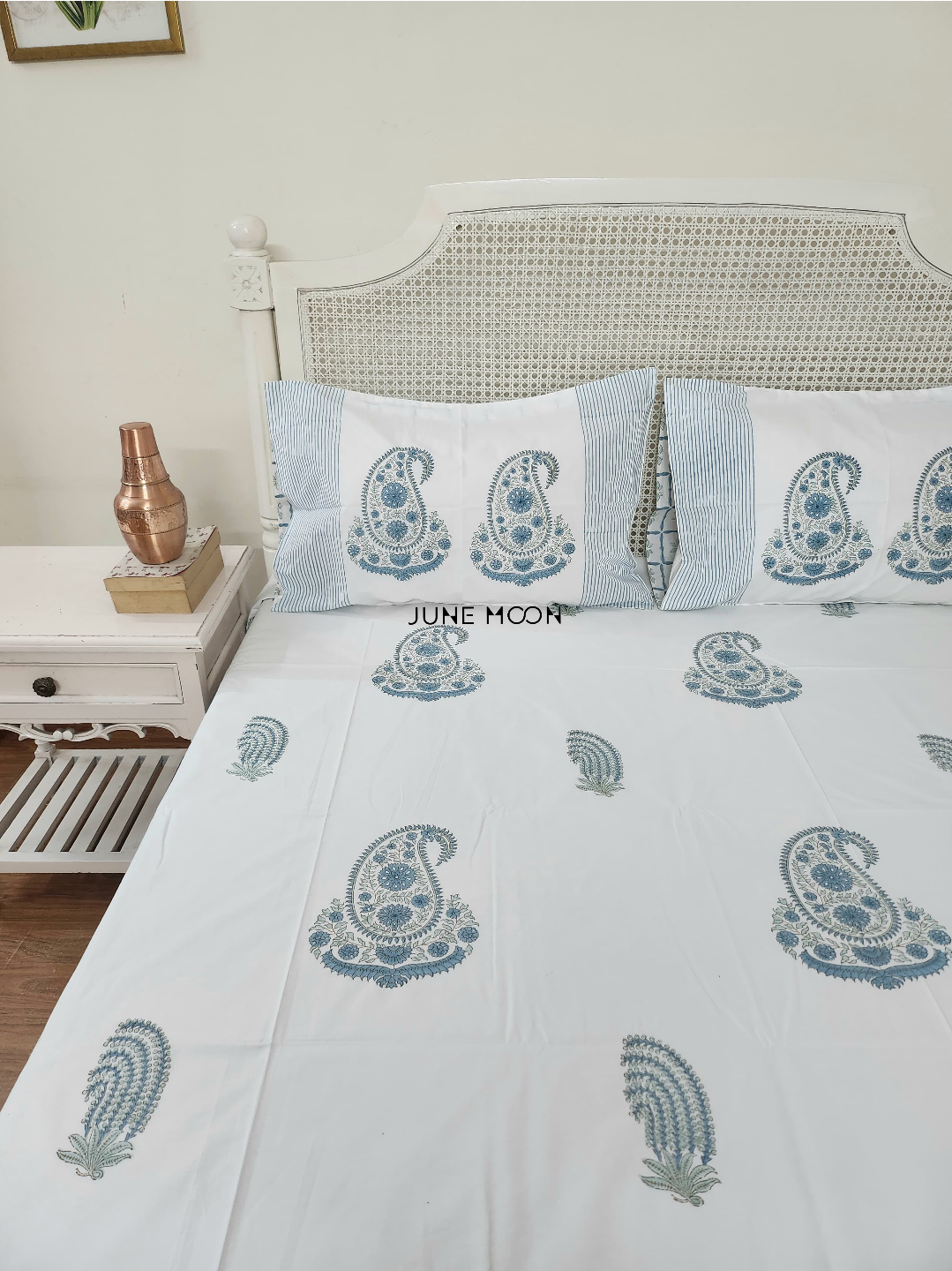 Midnight In Milan - Block Printed Bedsheet Set