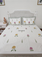 Load image into Gallery viewer, Guncha - Block Printed Bedsheet Set (Cream Base)