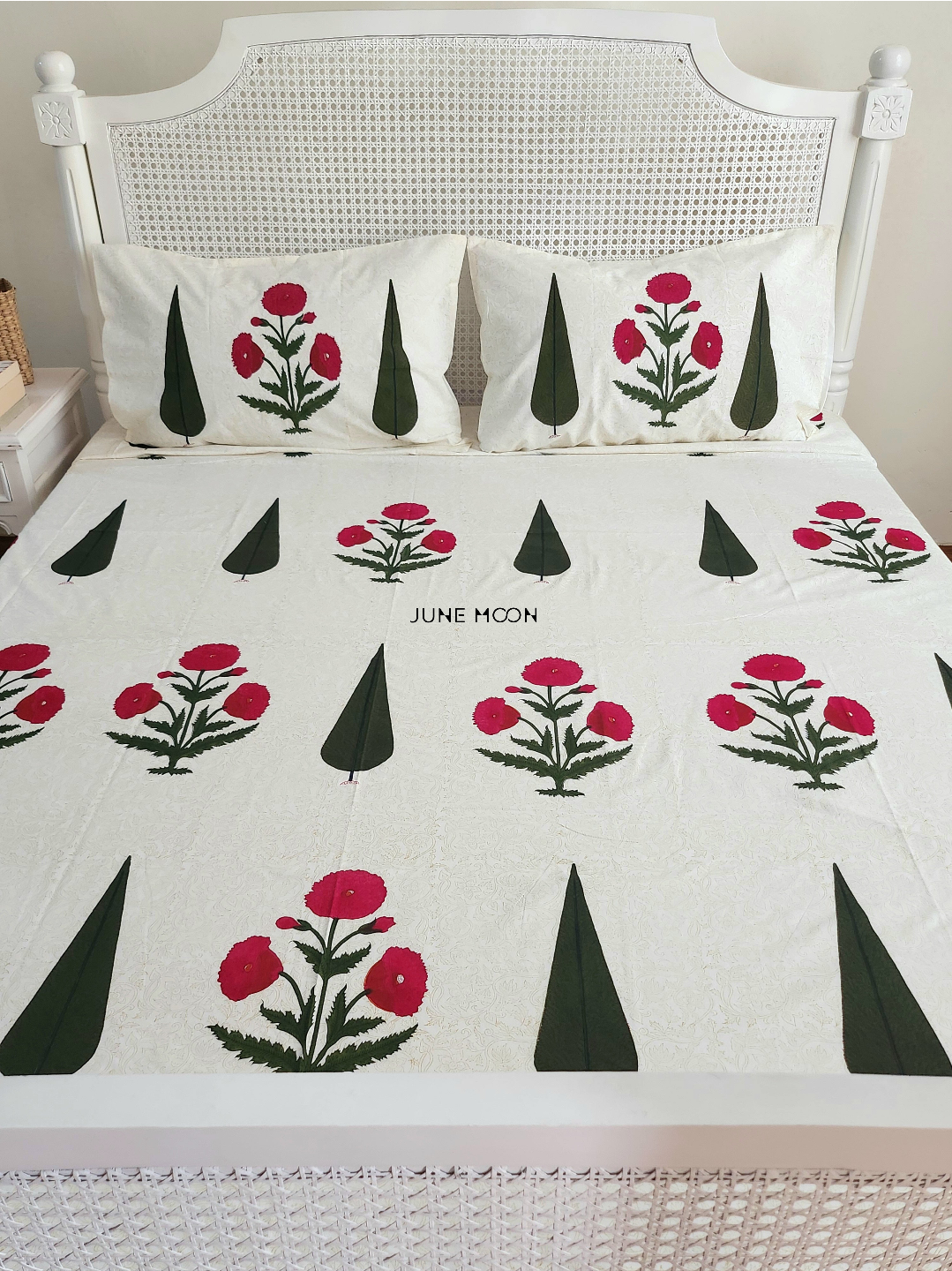 Carmine Sunset - Block Printed Bedsheet Set