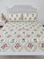 Load image into Gallery viewer, Sadabahaar - Block Printed Bedsheet Set (Cream Base)