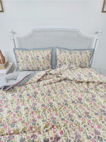 Load image into Gallery viewer, Lavendelle - Block Printed Muslin Quilt (Cream Base)