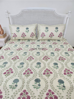 Load image into Gallery viewer, Sadabahaar - Block Printed Bedsheet Set (Cream Base)