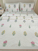 Load image into Gallery viewer, Visions of Eden - Block Printed Muslin Quilt (Off White Base)
