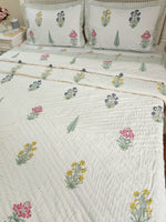 Load image into Gallery viewer, Visions of Eden - Block Printed Muslin Quilt (Off White Base)
