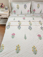 Load image into Gallery viewer, Visions of Eden - Block Printed Muslin Quilt (Off White Base)
