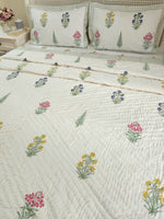 Load image into Gallery viewer, Visions of Eden - Block Printed Muslin Quilt (Off White Base)
