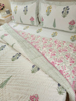 Load image into Gallery viewer, Visions of Eden - Block Printed Muslin Quilt (Off White Base)
