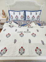 Load image into Gallery viewer, Hued Petals - Block Printed Muslin Quilt
