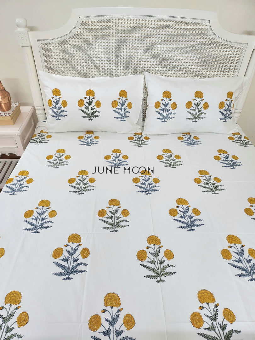 Zinnia - Block Printed Bedsheet Set