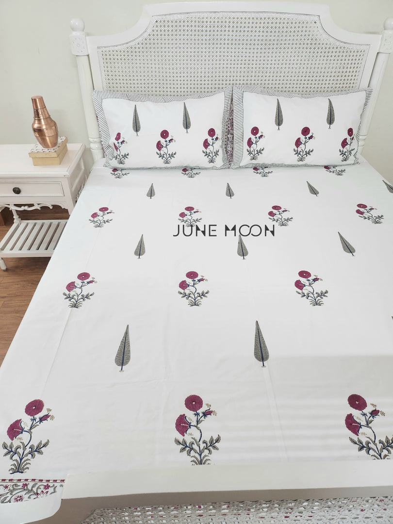 Silver Sage - Block Printed Bedsheet Set