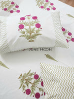 Load image into Gallery viewer, Rose Chalet - Block Printed Bedsheet Set
