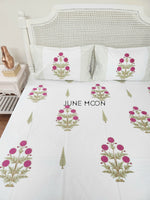 Load image into Gallery viewer, Rose Chalet - Block Printed Bedsheet Set
