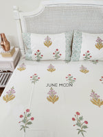 Load image into Gallery viewer, Rang Mahal - Block Printed Bedsheet Set (Cream Base)
