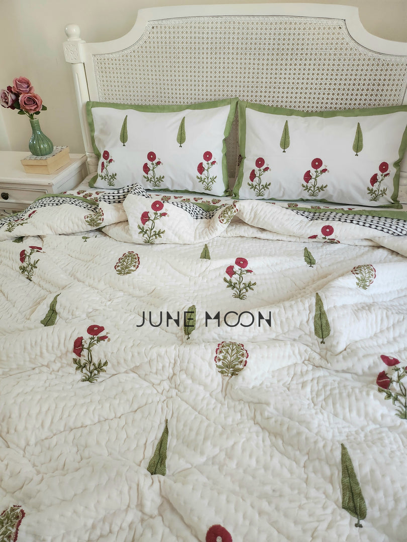 Rare Ruby - Block Printed Muslin Quilt