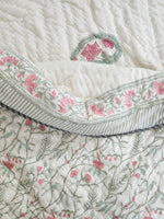 Load image into Gallery viewer, Coral Crush-Block Printed Muslin Quilt (Cream Base)
