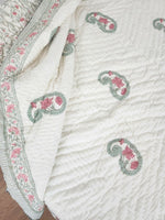 Load image into Gallery viewer, Coral Crush-Block Printed Muslin Quilt (Cream Base)
