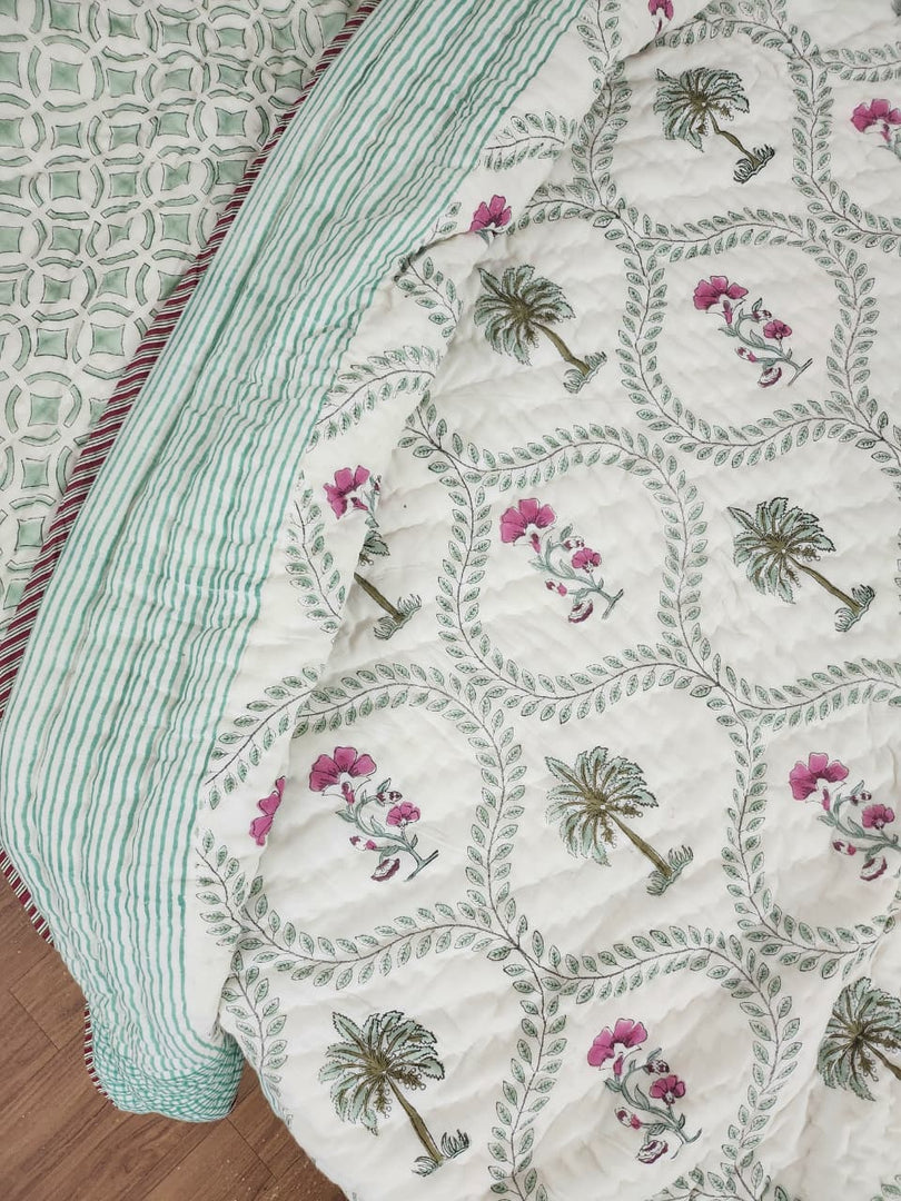 Piece Of Spring - Block Printed Muslin Quilt