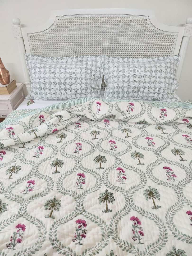 Piece Of Spring - Block Printed Muslin Quilt