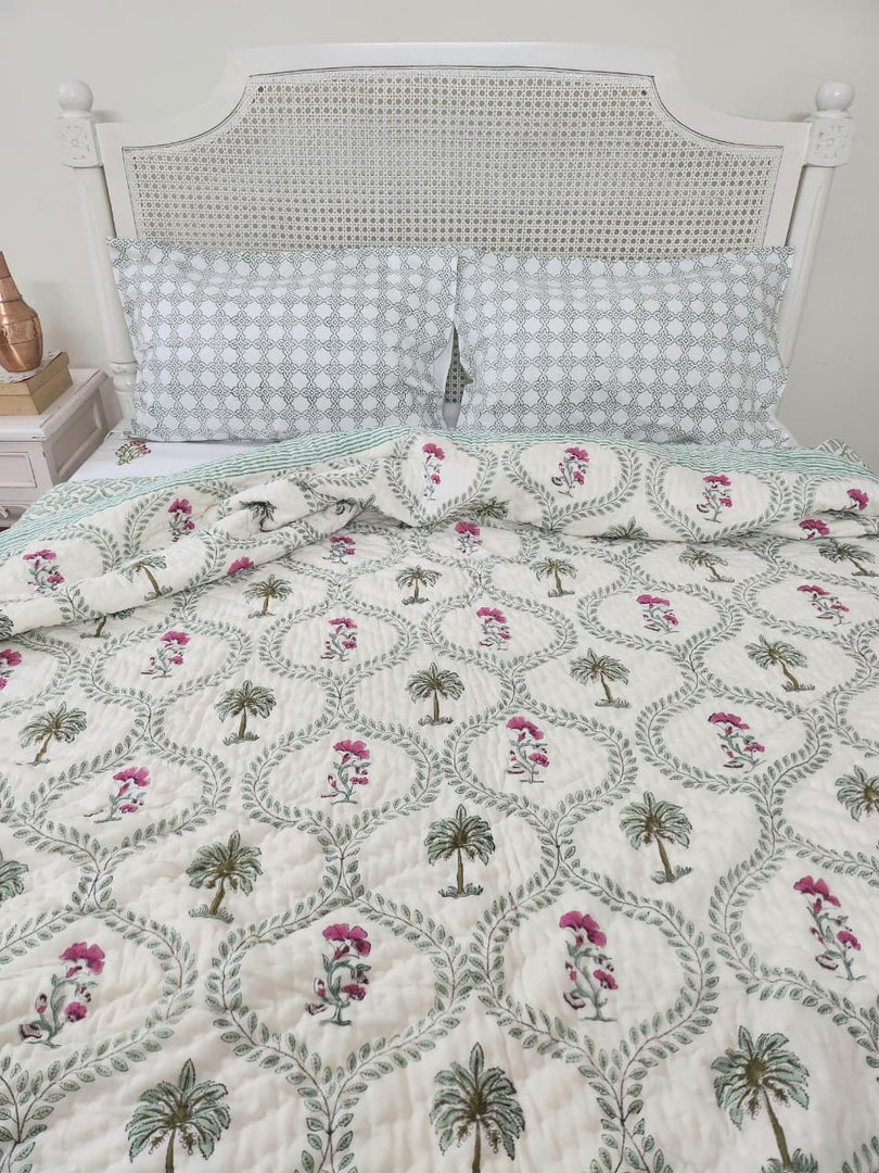 Piece Of Spring - Block Printed Muslin Quilt
