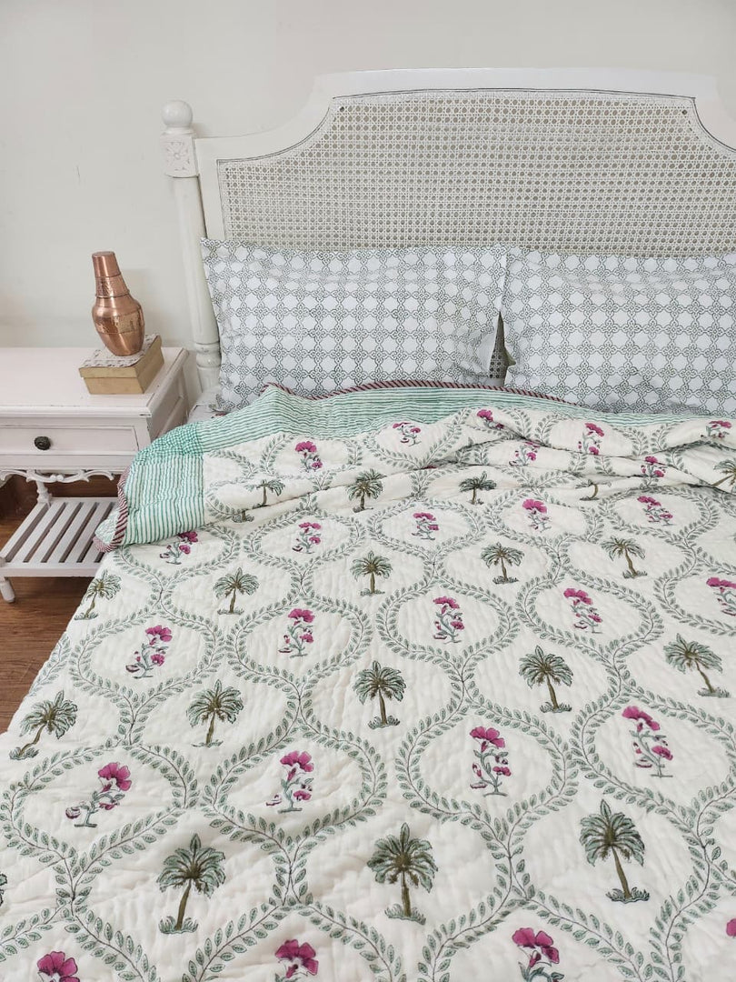 Piece Of Spring - Block Printed Muslin Quilt