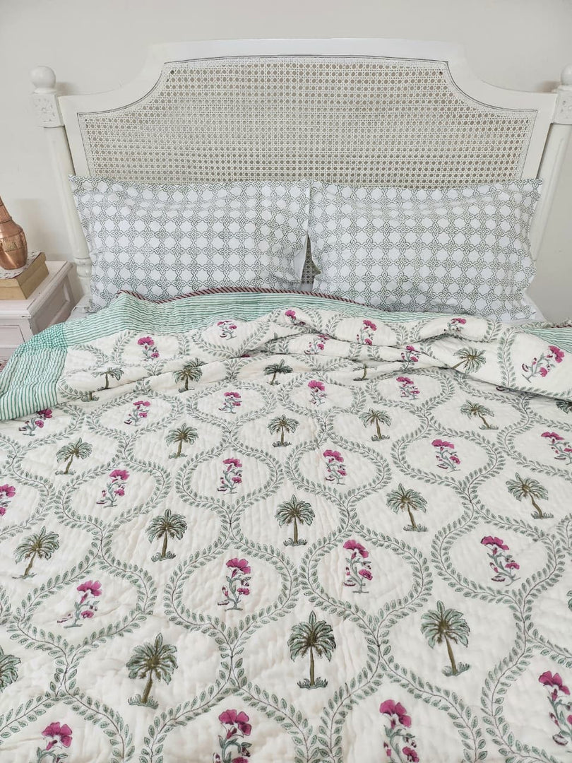Piece Of Spring - Block Printed Muslin Quilt