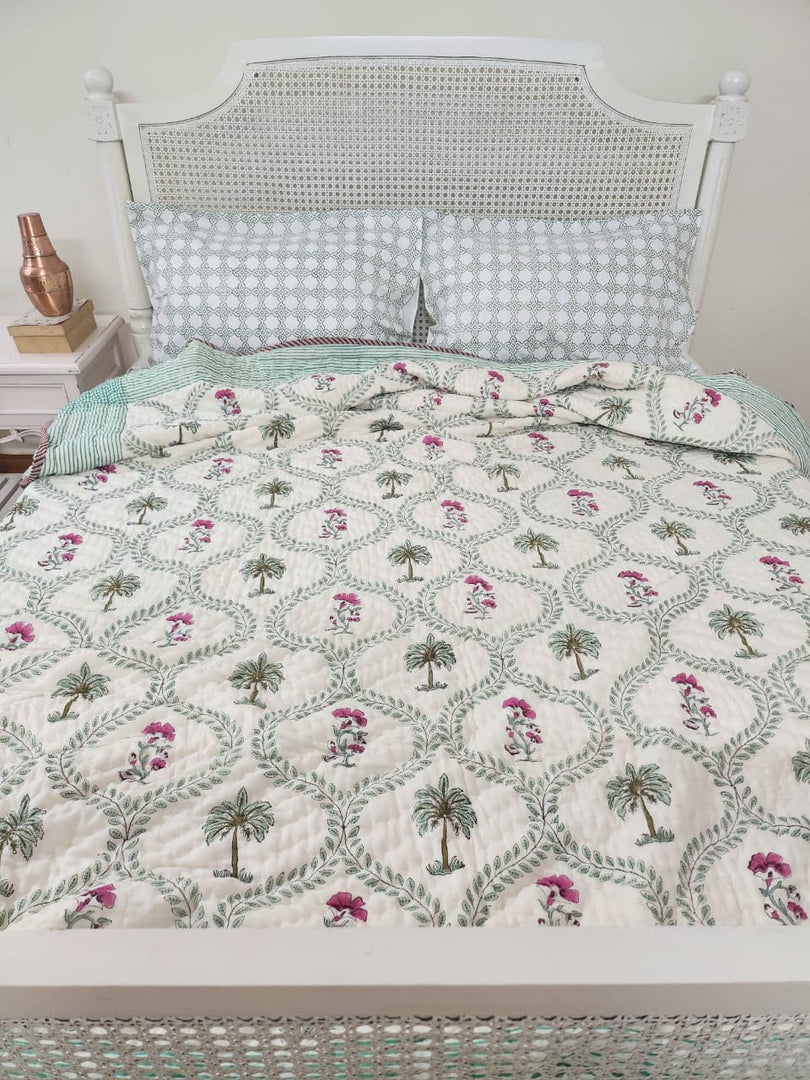 Piece Of Spring - Block Printed Muslin Quilt