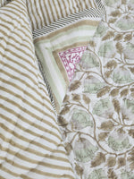 Load image into Gallery viewer, Oasis Of Blooms - Block Printed Muslin Quilt
