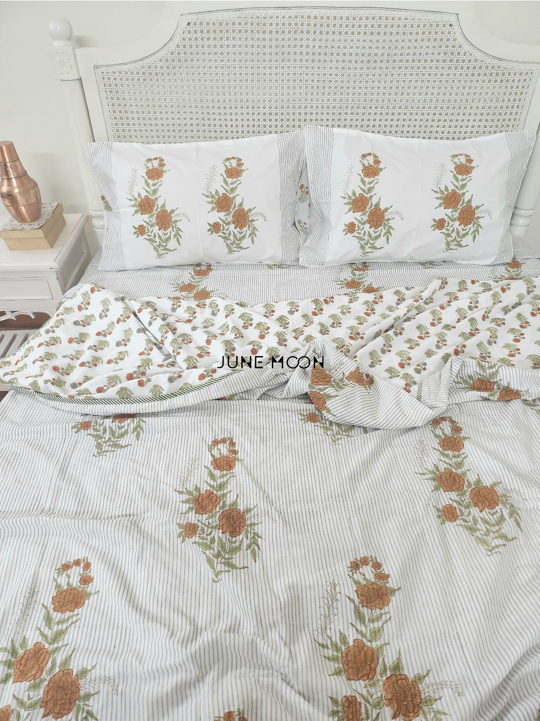 Warm Roses - Block Printed Muslin Dohar