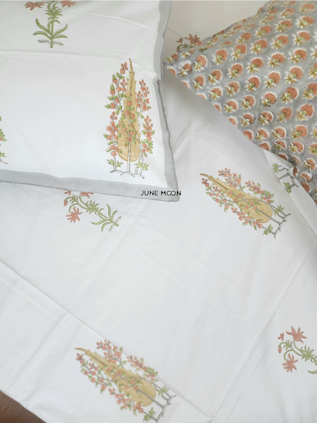 Mandarin Garden - Block Printed Bedsheet Set
